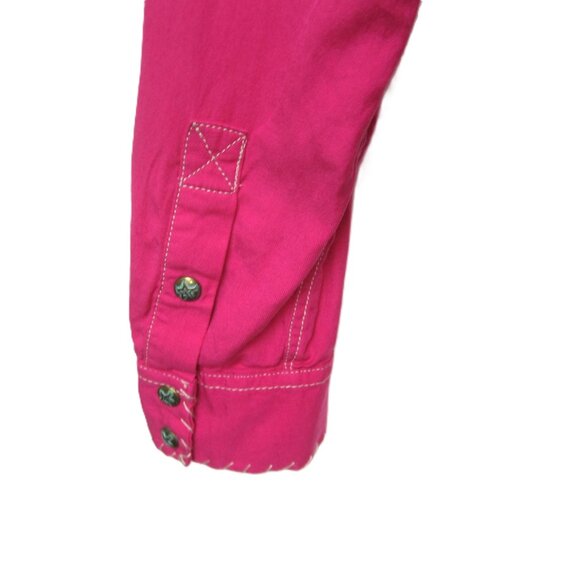 Ryan Michael Pink Women Size M Long Sleeve Snap Button Silk Shirt Top Western - Picture 9 of 14